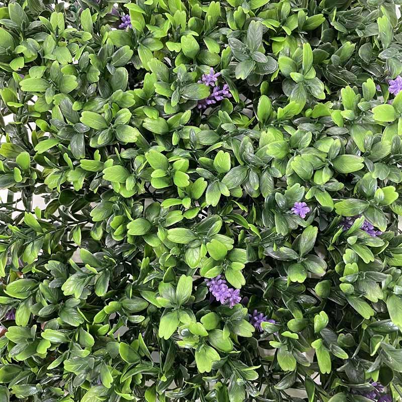 Garden Backyard Artificial Boxwood Hedge Wall With Purple Flowers